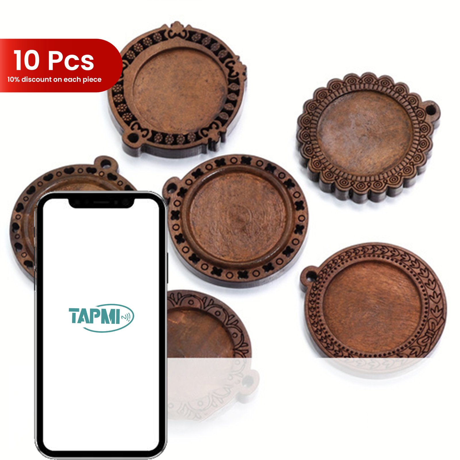 10PC OF SMART WOODEN KEYCHAIN