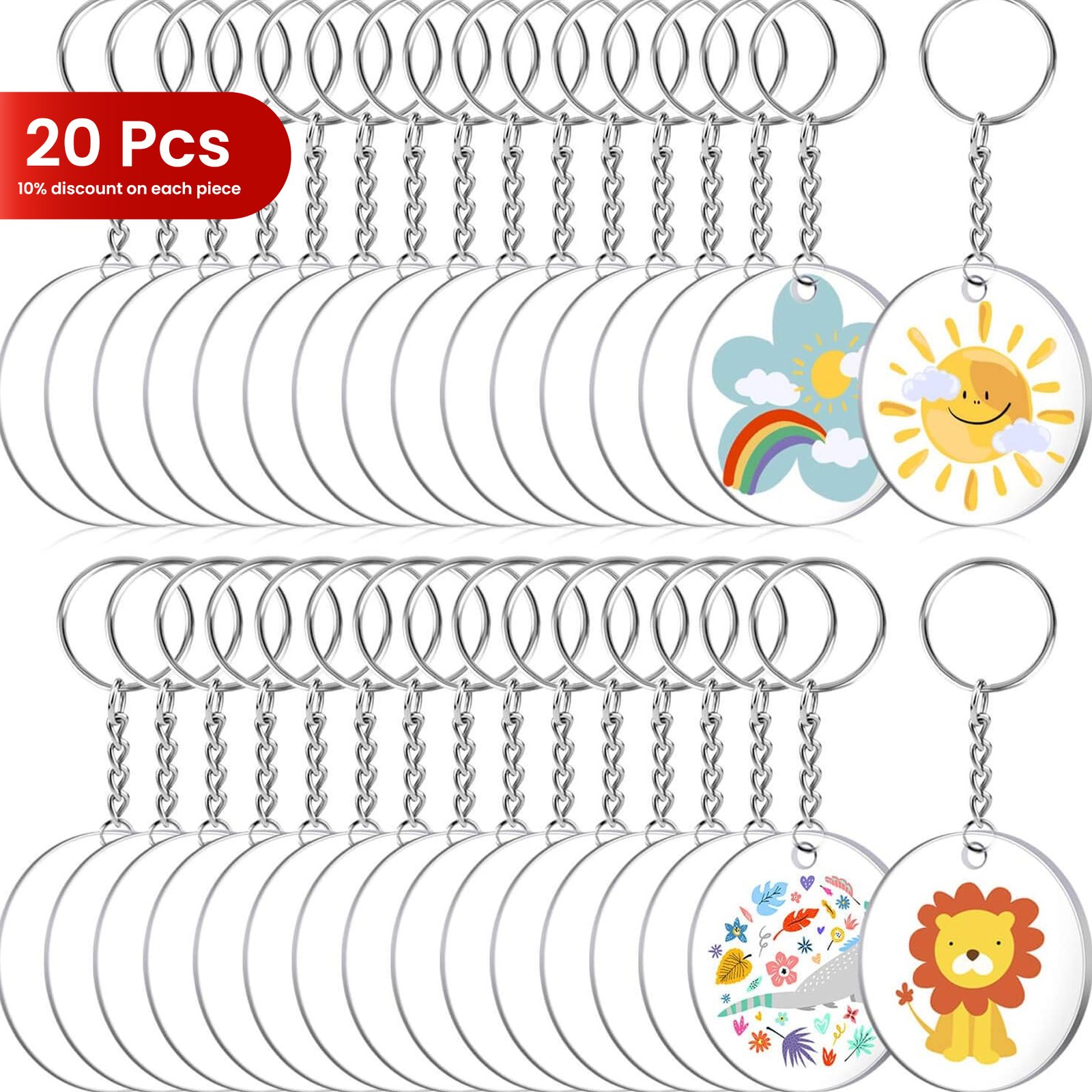 20PCS OF SMART TRANSPARENT KEYCHAIN