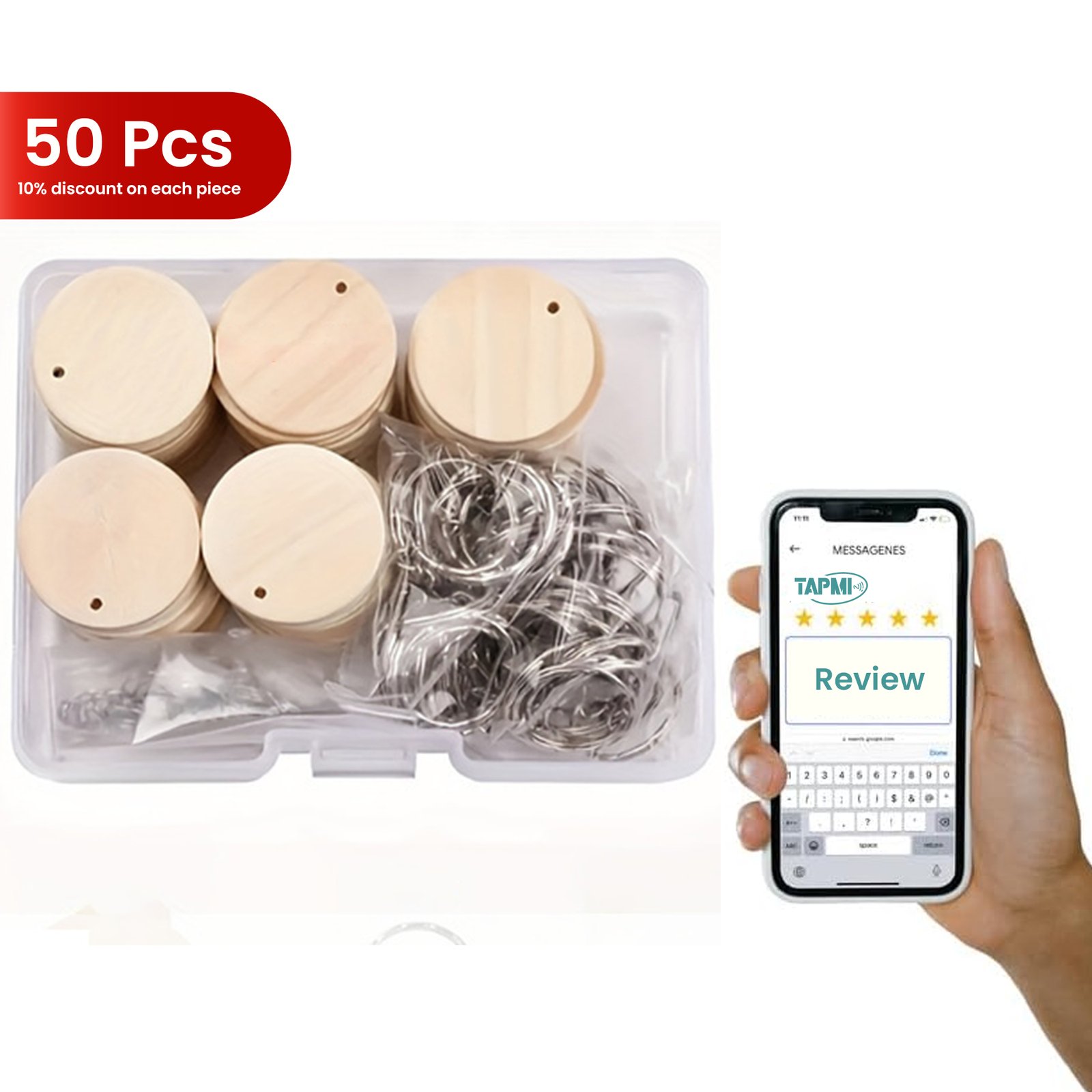 50PC OF SMART WOODEN KEYCHAIN