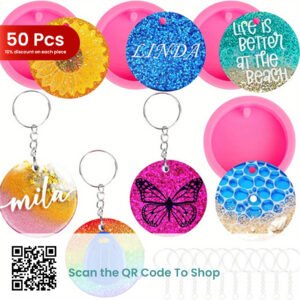 50PCS OF TRANSPARENT KEYCHAIN