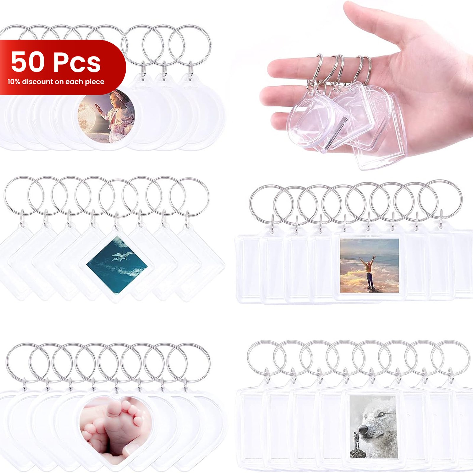 50PCS OF SMART TRANSPARENT KEYCHAIN